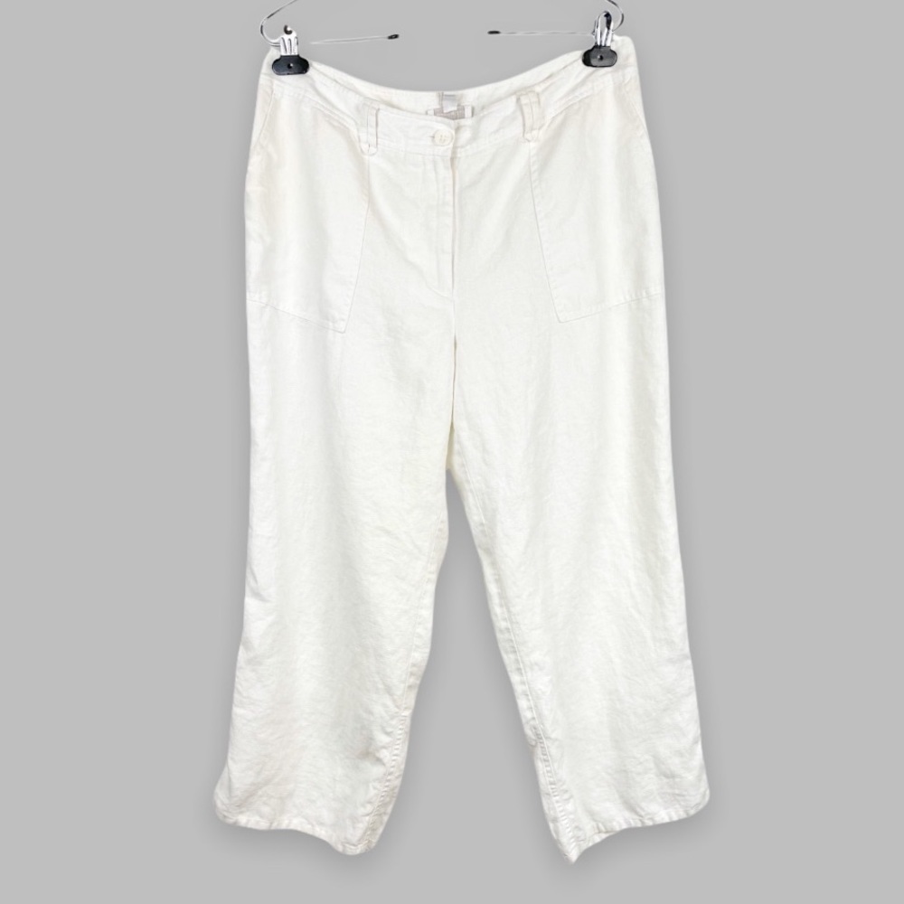WOMENS Charter Club Allison Fit Cropped Length 100% Linen Pants Size 14 - Picture 3 of 9